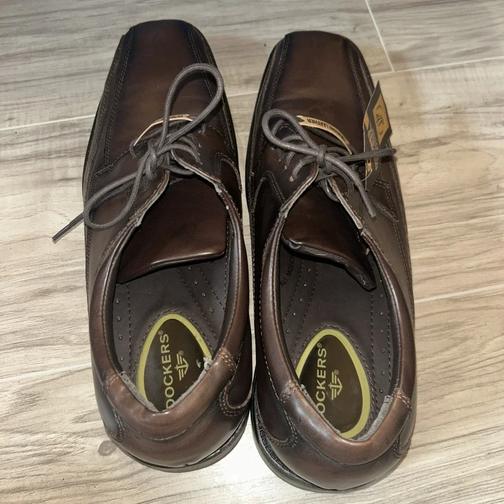 Dockers Men's 11.5M‎ Brown Leather Dress Shoes Square Toe Lace Up Comfort Oxford